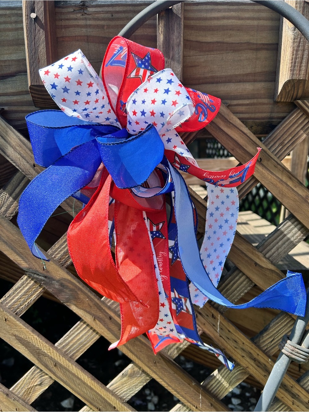 Patriotic Red, White & Blue Ribbon Bow